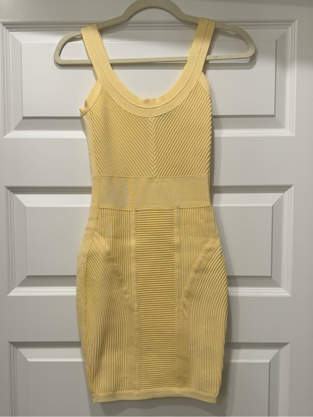 Marciano yellow scoop neck bandage mini dress size S